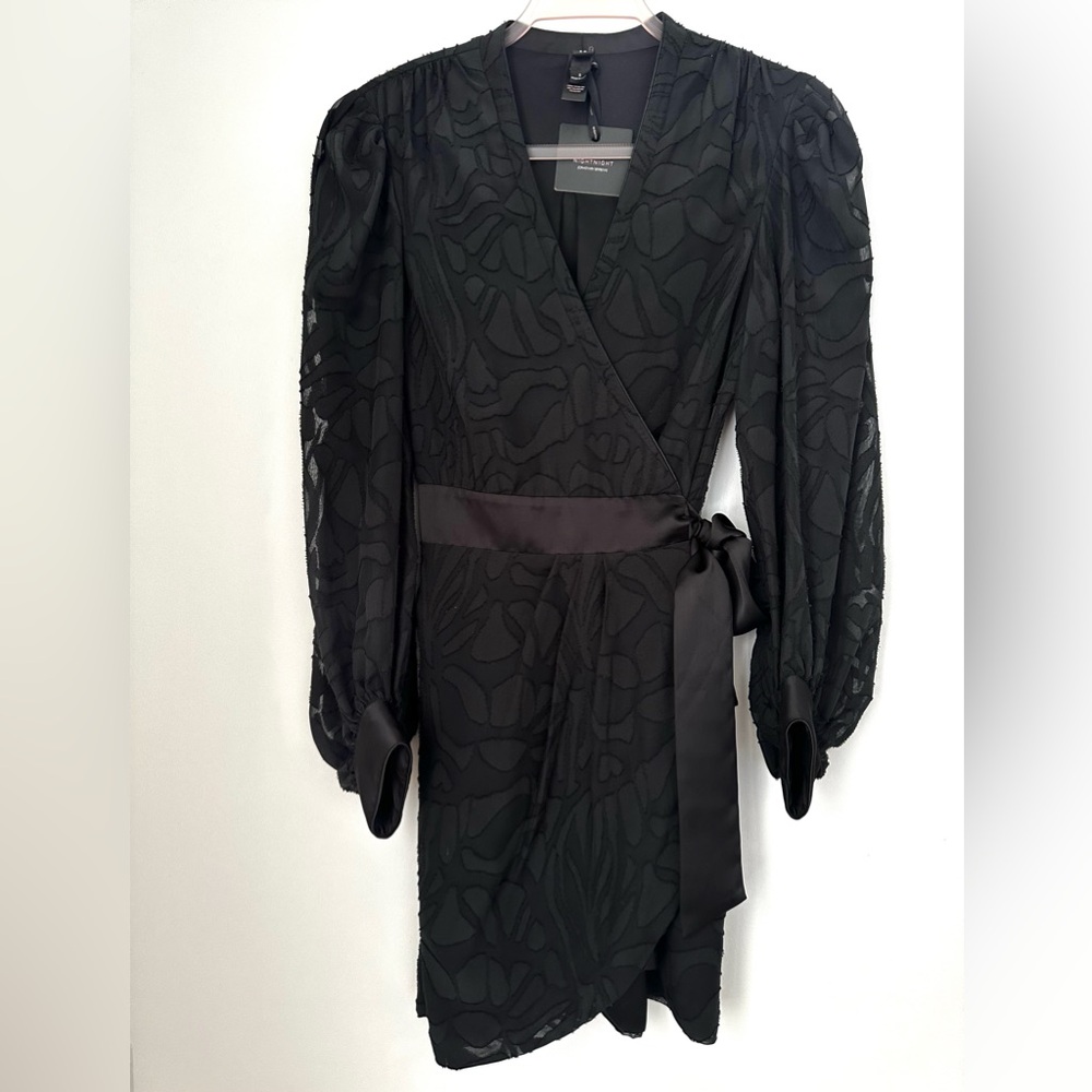 Jonathan Simkhai Night Night Fil Coupe Wrap Mini Dress in Black - Picture 5 of 8